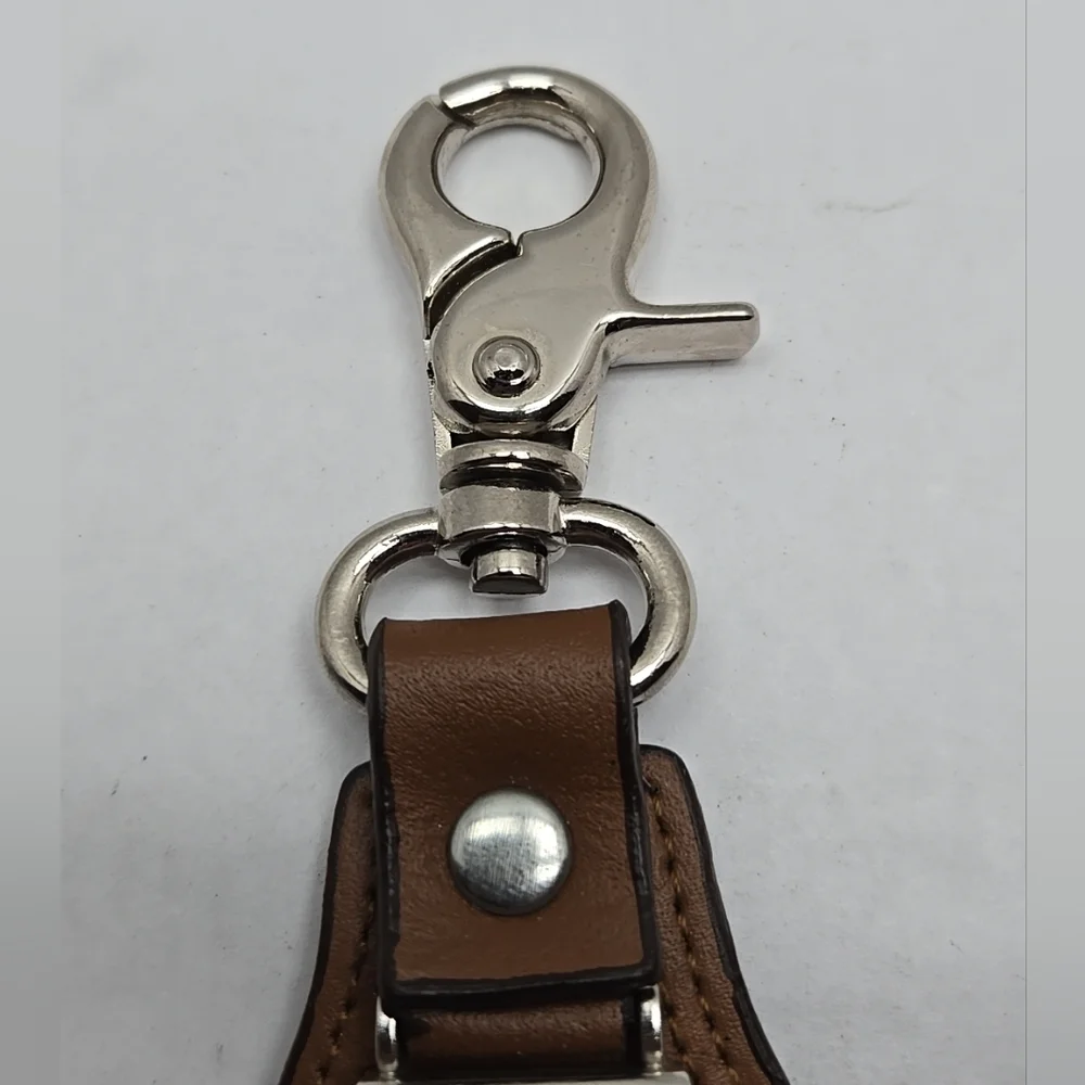 CMC Talega Golf Club Clip On Watch Bag Tag Silver Tone Brown Leather New Battery